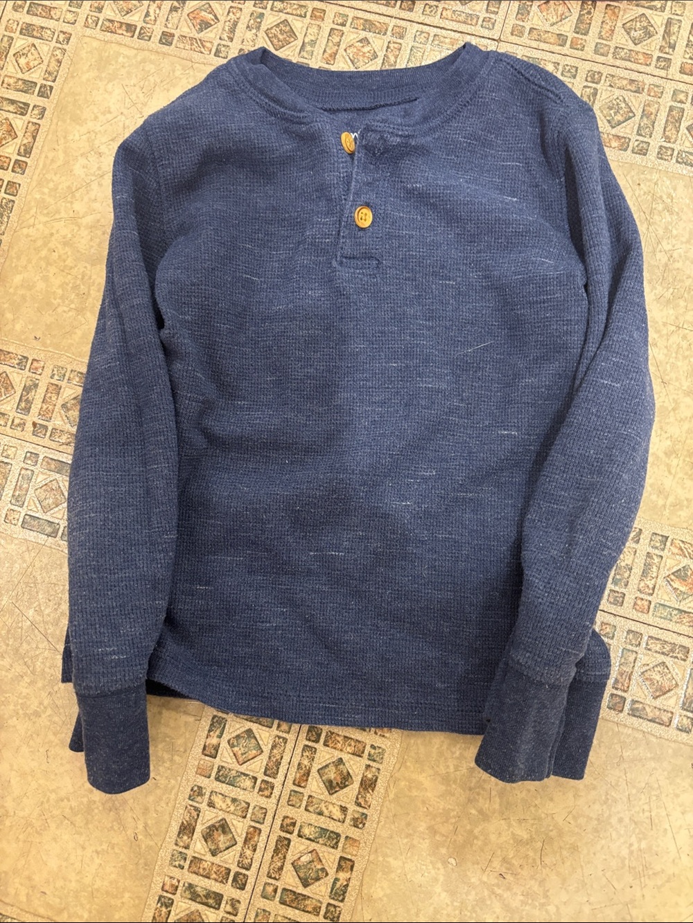 jumping beans Navy Long-Sleeve Waffle Henley Top